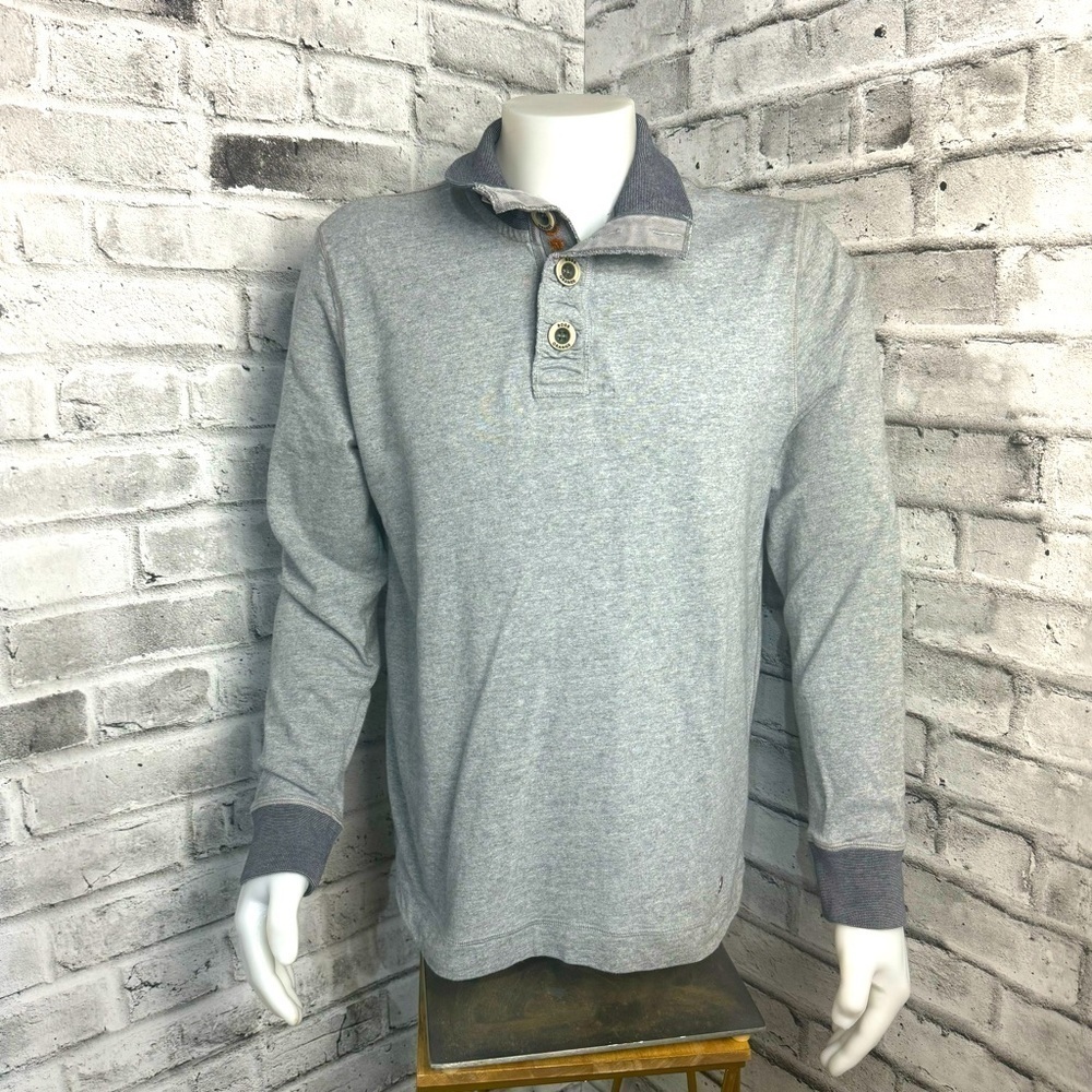 Boss Orange Hugo Boss 1/4 Button Henley Shirt XL Grey Casual Long Sleeve Top